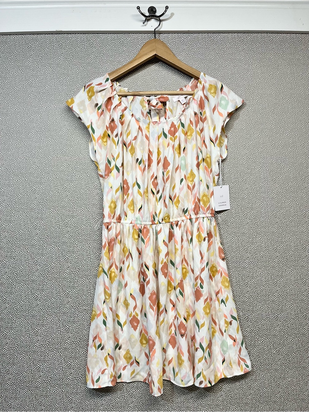 🆕 M Lauren Conrad Lightweight White Floral Print Dress NWT